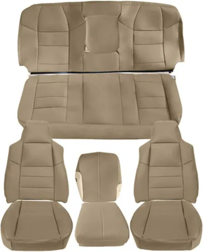 Vista 12 de GXARTS Funda de asiento de repuesto de cuero para asiento trasero inferior de color marrón compatible con Ford Excursion 2002-2005 compatible