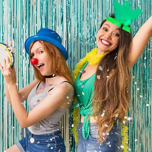 Vista 6 de Bnikion Paquete de 3 diademas de plumas con lentejuelas de Mardi Gras de los años 20, carnaval, fiesta, evento, vendimia, color verde, morado y verde