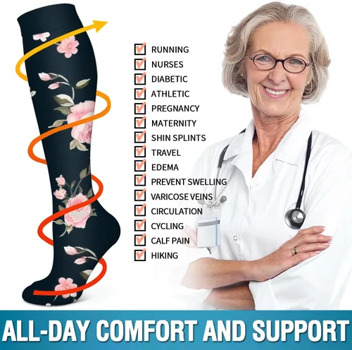 Vista 12 de Bluemaple 6 Pack Copper Compression Socks for Women and Men Circulation-Best Support for Medical, Running,Nursing,Athletic