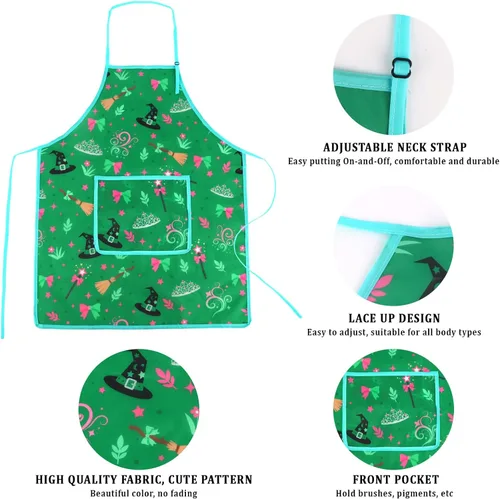 Vista 3 de Delantales para niños para cocinar delantal de Navidad lindo delantal rojo para cocina, cocina, hornear, barbacoa, pintura, manualidades