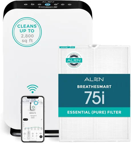 Vista 11 de Alen Purificador de aire BreatheSmart 75i HEPA con filtro Fresh + carbón para habitaciones grandes de hasta 2800 pies cuadrados - para sala de estar