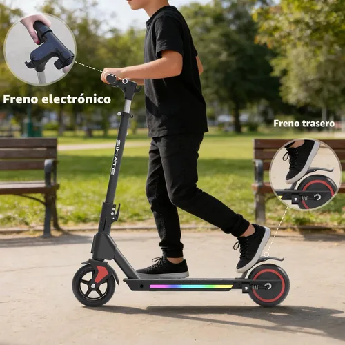 Vista 6 de SIMATE Electric Scooter for Kids Ages 6-14, 3 Adjustable Heights 34"/37"/39", LED Display & Colorful Lights, Foldable Kids Electric Scooter, 8.7 MPH