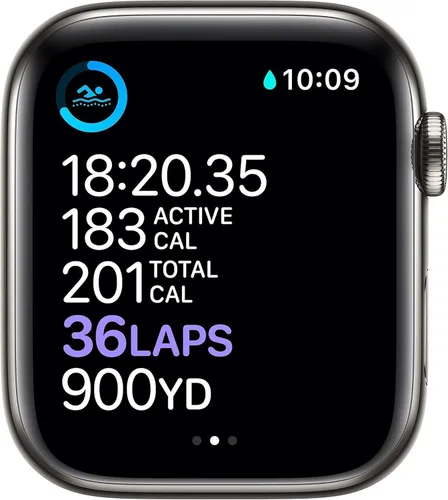 Vista 3 de Apple Watch Nike Serie 4 (GPS + Celular), Correa deportiva negra., 40mm, Caja de acero inoxidable.