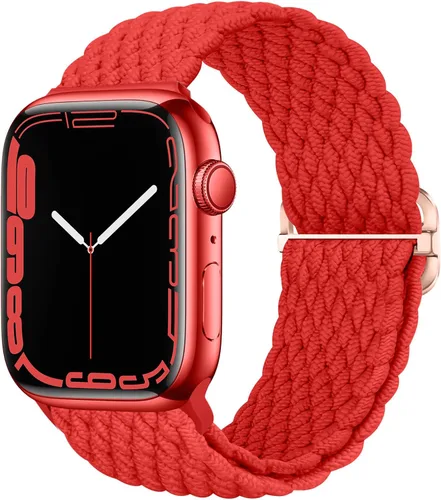 Vista 41 de Qimela - Correa elástica Solo Loop compatible con Apple Watch de 49 mm, 46 mm, 45 mm, 44 mm, 42 mm, 41 mm, 40 mm y 38 mm, correa trenzada Verde