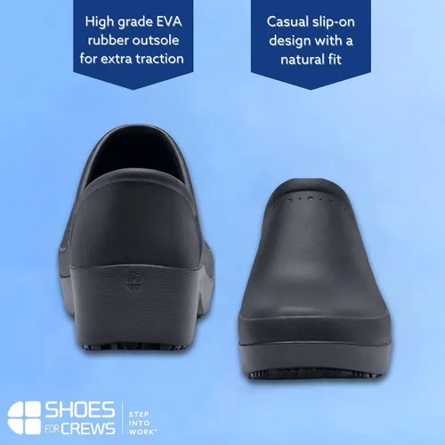 Vista 3 de Shoes for Crews Zuecos de trabajo antideslizantes para mujer, cómodos, antideslizantes, para el servicio de alimentos, hospitalidad, mantenimiento