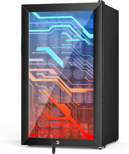 Vista 24 de Refrigerador Enfriador de Vinos de 8 Botellas, Refrigerador Pequeño de Vino, Mini Refrigerador de Vino de Encimera con Puerta de Vidrio, Bodegas