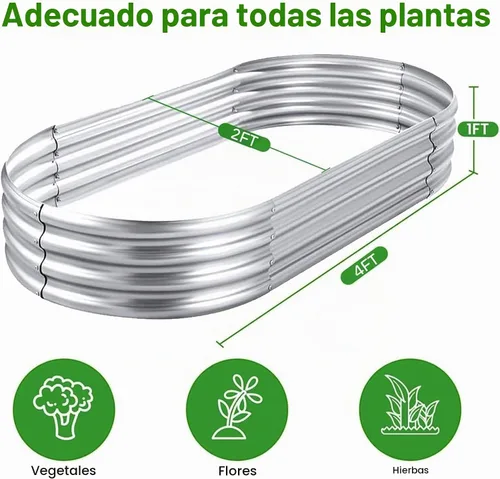 Vista 7 de AHEONLAR Paquete de 2 macetas de jardín elevadas galvanizadas de 4 x 2 x 1 pies, caja ovalada grande de metal, resistente y duradera, cajas