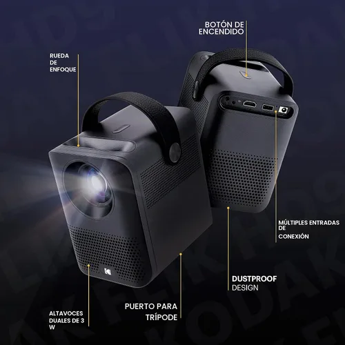 Vista 5 de KODAK FLIK HD9 Proyector inteligente, Android TV, 1080p, WiFi, negro