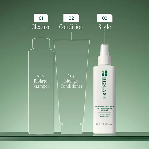 Vista 5 de Biolage Styling Leche de brillo suave Bruma ligera que suaviza el cabello y controla el encrespamiento Para todo tipo de cabello Sin parabenos