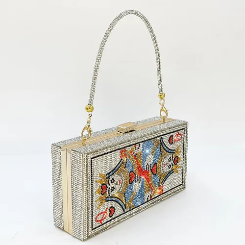 Vista 6 de Powerpurlife Bolsa de mano con diamantes de imitación para fiesta de noche para mujer