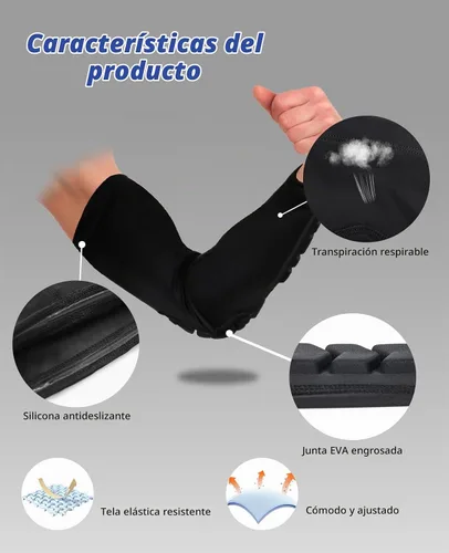 Vista 4 de AceList Coderas para brazos para adultos y niños, absorción de golpes, acolchado de EVA, antideslizante, transpirable, protección deportiva
