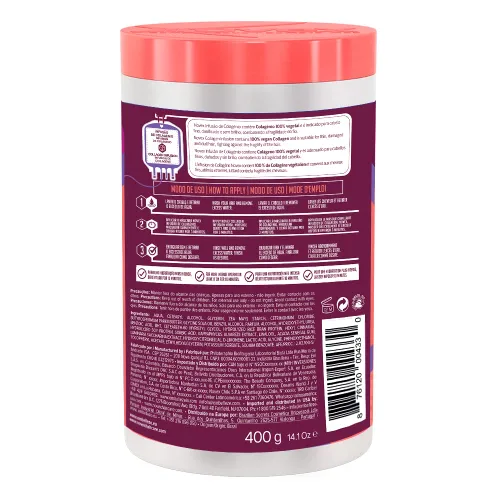 Vista 2 de NOVEX Mascarilla capilar con infusión de colágeno para cabello más fuerte, grueso y brillante, 400 g/14.1 oz, mascarilla acondicionadora