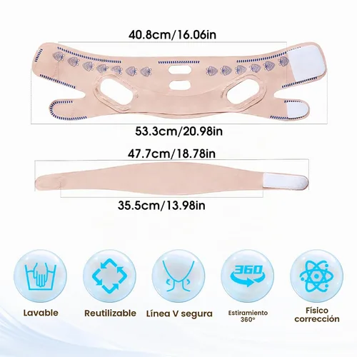 Vista 5 de Máscara de elevación facial de línea V mejorada, correa de barbilla para dormir, máscara de elevación de línea en V, correa de adelgazamiento Rosa