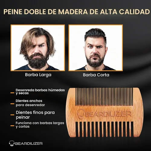 Vista 4 de Beardilizer Kit de cepillo para barba, cepillo de cerdas de jabalí 100% puro, peine de madera de lujo y 2 tijeras para bigote, aseo y cuidado