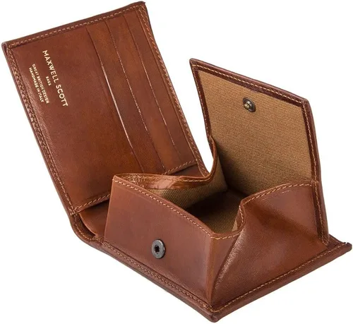 Vista 4 de Maxwell Scott - Mens Luxury Leather Wallet with Coin Pocket Pouch - Handmade from Full Grain Hides -The Ticciano Chestnut Tan