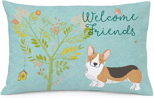 Vista 27 de Caroline's Treasures BB7625PILLOWCASE - Funda de almohada decorativa de tela con texto en inglés "Welcome Friends" Airedale Terrier estándar