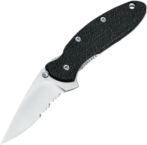 Vista 7 de Cuchillo de bolsillo Kershaw Scallion, negro y gris, hoja de 6,1 cm de acero inoxidable Drop Point, EDC con apertura asistida, doble bloqueo, hecho