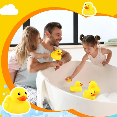 Vista 6 de Deekin 10 piezas de patos de goma amarillos grandes a granel grandes de pato chirriante de goma bañera flotante para decoración de fiesta