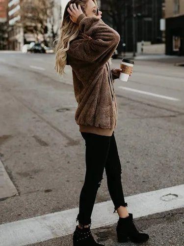 Vista 94 de Century Star Sudadera deportiva mullida de vellón con capucha para mujer de talla extragrande con bolsillos