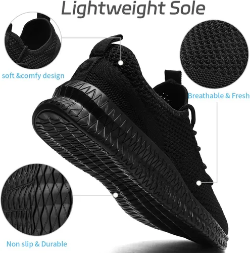 Vista 3 de Zapatos de trabajo antideslizantes para hombre, tenis y gimnasio, transpirables, antideslizantes, ligeros y cómodos para usar todo el día, deportes