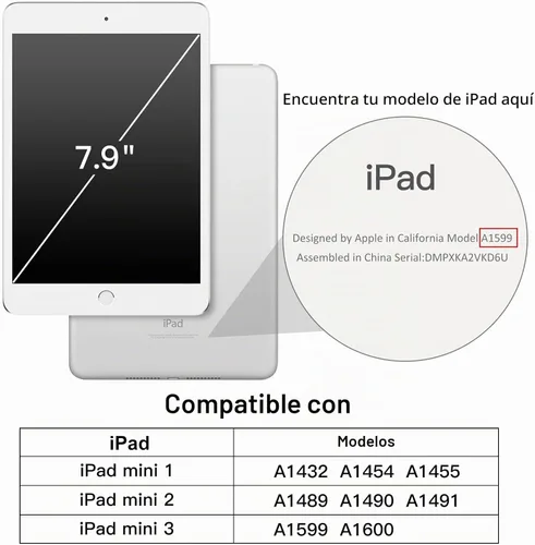 Vista 2 de JETech - Funda para iPad mini 3/2/1 (2014/2013/2012), color negro Diseño trasero translúcido delgado, soporte de tres pliegues, encendido