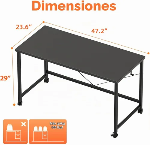 Vista 2 de Mericonia Escritorio de computador, escritorio de juegos para espacios pequeños, mesa moderna de estilo simple para oficina en casa, mesa de estudio