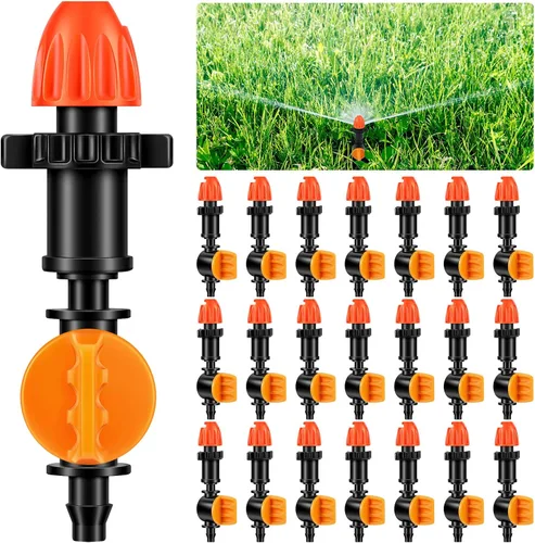 Vista 8 de 10 cabezales de micro aspersor de 180 grados, emisores de pulverización de riego por goteo ajustables para tubos de 1/4 de pulgada, goteros de flujo