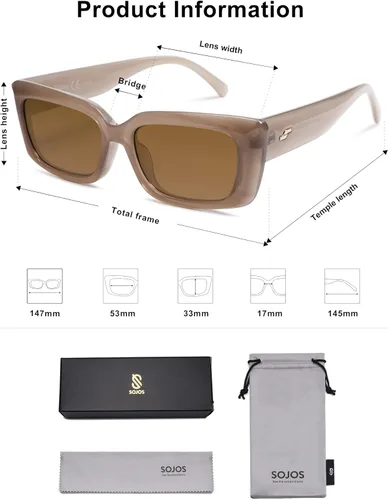 Vista 5 de SOJOS Trendy Rectangular Sunglasses Womens Retro Small Shades Sunnies Gafas de sole Chunky Angular Cornor Frame SJ2238