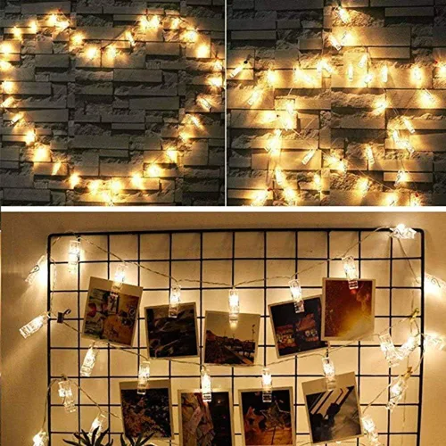 Vista 7 de Dopheuor Luces en Cadena con Clip para Fotos LED, Luces de Hadas con Clip para Fotos Colgantes, Operadas a Pilas para Regalos, Patio, Navidad