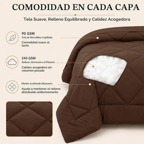 Vista 3 de CozyLux - Juego de edredón King de 102 x 90 pulgadas, color marrón, 7