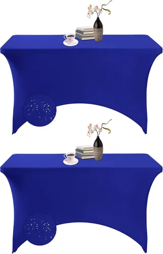 Vista 143 de Paquete de 2 fundas de mesa de elastano impermeables para mesas rectangulares, 6 pies, negras, elásticas, resistentes a manchas, para todas