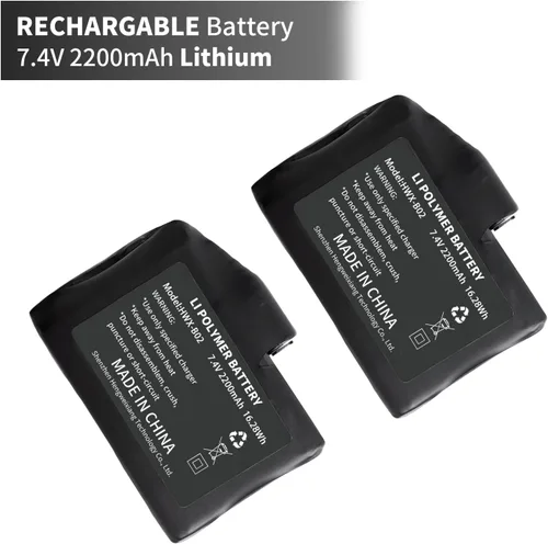 Vista 5 de Baterías recargables de polímero de litio de 7.4 V 2200 mAh – Baterías recargables de iones de litio para rodilleras calentadas, guantes