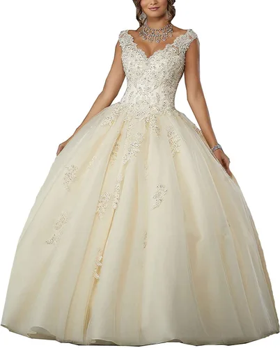 Vista 43 de QXMYOO Vestido de Gala de Quinceañera Sweet 16 Fiesta de Graduación Vestido de Princesa para Adolescentes Negro (Style1-Black)