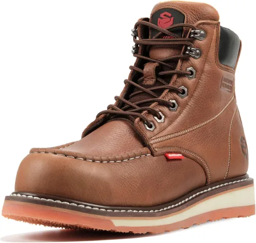 Vista 8 de SUREWAY Mens Heavy Duty Soft/Composite/Steel Toe Work Boots for Men-Comfortable,GoodyearWelt,Full Grain Leather,6 in Wedge Moc Toe Construction