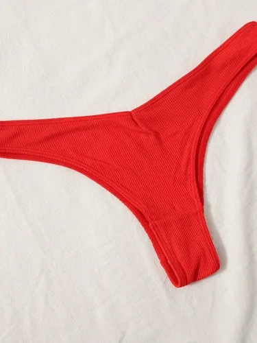 Vista 4 de OYOANGLE Conjunto de 7 piezas de ropa interior transpirable de punto acanalado de tiro bajo para mujer
