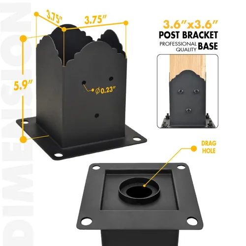 Vista 3 de Creative Design - Base de poste de 4 x 4 pulgadas, soporte cuadrado para buzón de valla, base de poste atornillada, anclaje de tierra para poste