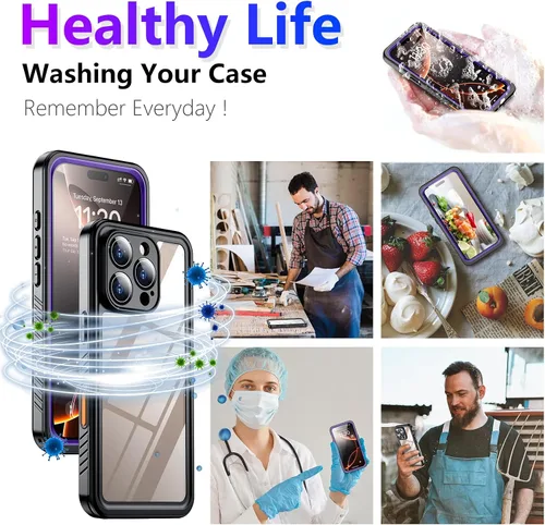 Vista 49 de Temdan - Funda impermeable diseñada para iPhone 12, protector de pantalla y cámara integrado IP68 bajo el agua, cuerpo completo, a prueba de caídas