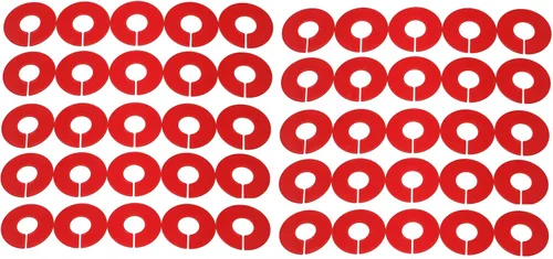 Vista 7 de Divisores de tamaño de estante en blanco redondos de plástico rojo - Paquete múltiple (10)