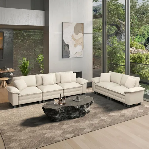 Vista 20 de HERA'S HOUSE Juego de sofás seccionales modulares de 2 piezas, juego de sofá de gran tamaño con loveseat y sillón, cómodos sofás nube con cojines