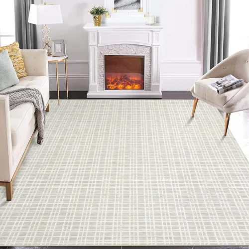 Vista 13 de GAOMON Alfombra Corredor de Área de 2 x 6 pies moderna geométrica gris de lana sintética antideslizante de pelo bajo hecha a máquina lavable
