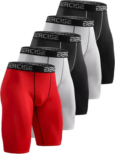 Vista 8 de Paquete de 5 pantalones cortos de compresión para hombre, ropa interior de compresión para hombre, ropa interior atlética de elastano, para correr