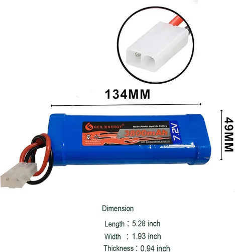 Vista 2 de 7.2V 3800mAh 6-Cell NiMH Battery for RC Cars Hobby Battery with Tamiya Connector for Car Truck Truggy Buggy Tank Airplane Helicopter Boat Racing