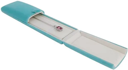 Vista 2 de Collar de joyería de terciopelo aguamarina de grado premium Caja de reloj Caja de presentación Embalaje Colgante