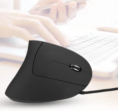 Vista 9 de Sanpyl Ratón óptico vertical 6D, diseño ergonómico 800/1200/2000/3200 DPI USB LED ajustable con cable