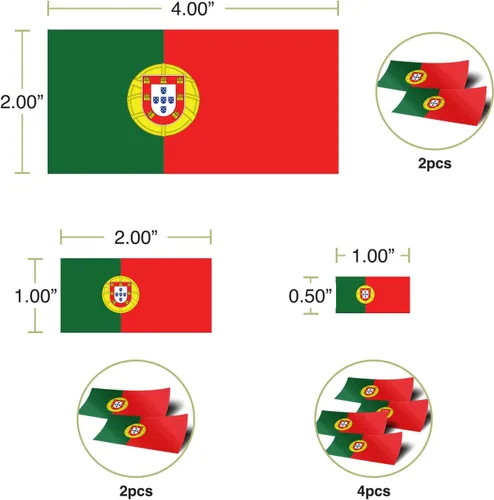 Vista 2 de Desert Cactus Portugal Country Flag Sticker Variety Size Pack 8 Total Pieces Kids Logo Scrapbook Car Vinyl Window Bumper Laptop Portugués V