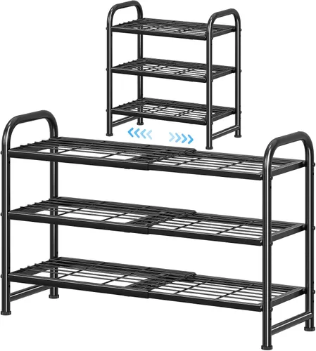 Vista 9 de Simple Trending - Zapatero apilable de 2 niveles, organizador de almacenamiento para zapatos de metal, negro