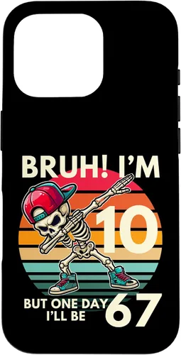 Vista 20 de Bruh I'm 10 But One-Day I'll Be 67 Retro 10th Birthday Kids Case for iPhone 17