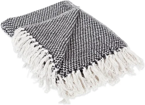 Vista 11 de DII - Manta rústica de algodón con flecos para silla, sofá, picnic, camping, playa, uso diario