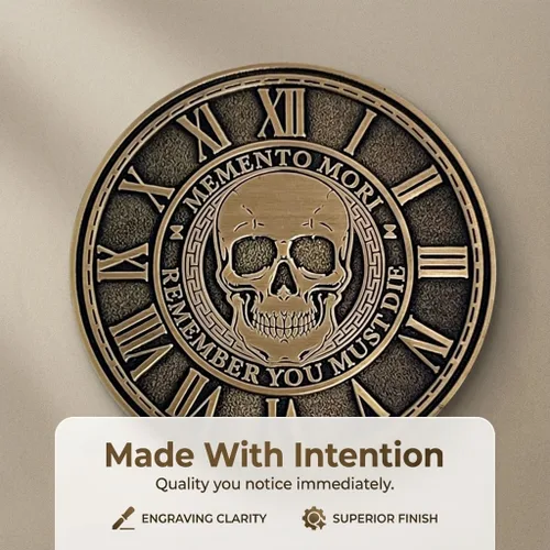 Vista 7 de Memento Mori Medallón de moneda estoicismo, regalo Amor Fati Metal Gold Color Token EDC Challenge Stoic Reminder Colgante Momento Mori Regalo