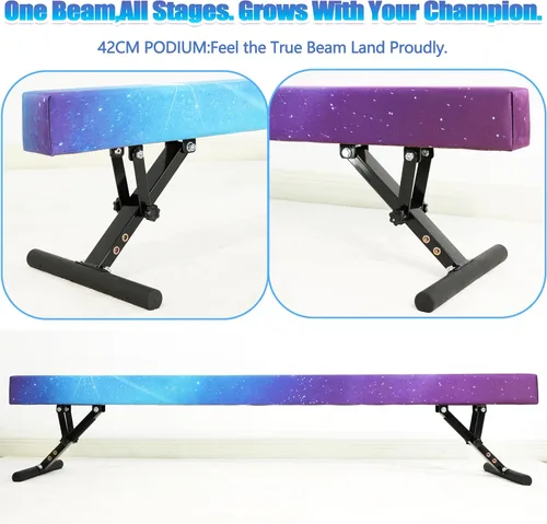 Vista 8 de FC Funcheer - Viga de equilibrio ajustable para niños - Viga de gimnasia de 8 pies - Viga de piso alto y bajo para todos los niveles de gimnasia